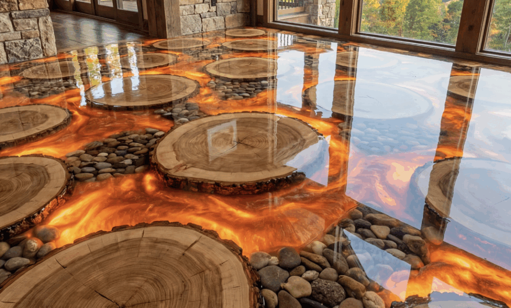 A Floor Made of Epoxy Fire and Forest